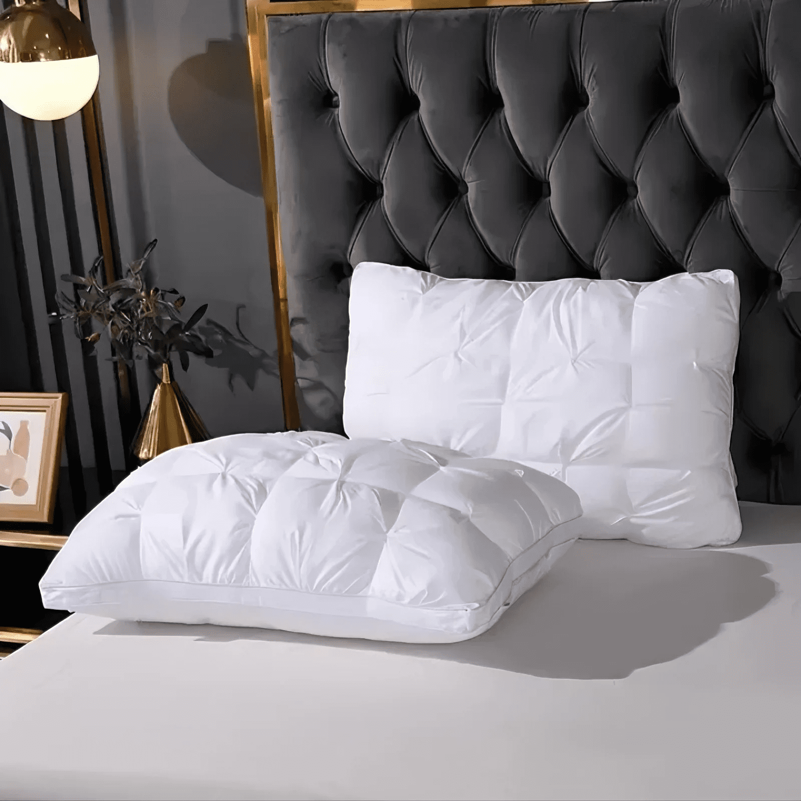 Hotel Collection Queen Size Bed Pillows Set of 2, Hotel Quality, Down Alternative Gusseted Bed Pillows for Side, Back, or Stomach Slee... - Hotel Quality Plush Sleeping Pillows Detail