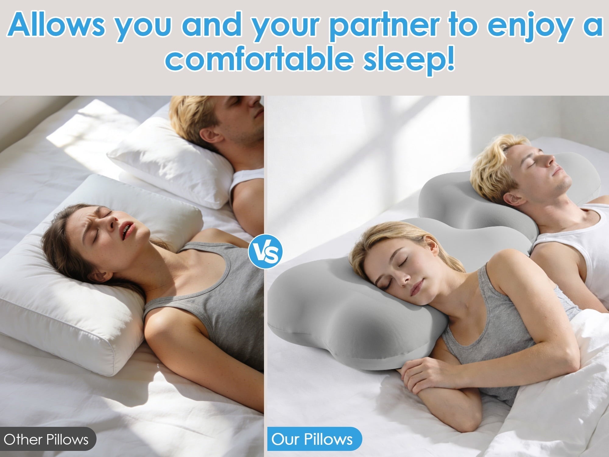 Ergonomic Memory Foam Cervical Pillow Orthopedic Cervical Pillow for Neck Pain Relief, Memory Foam Bed Pillow with Pillowcase, Contour Bed ... - Ergonomic Memory Foam Pillow for Neck Pain Support Detail