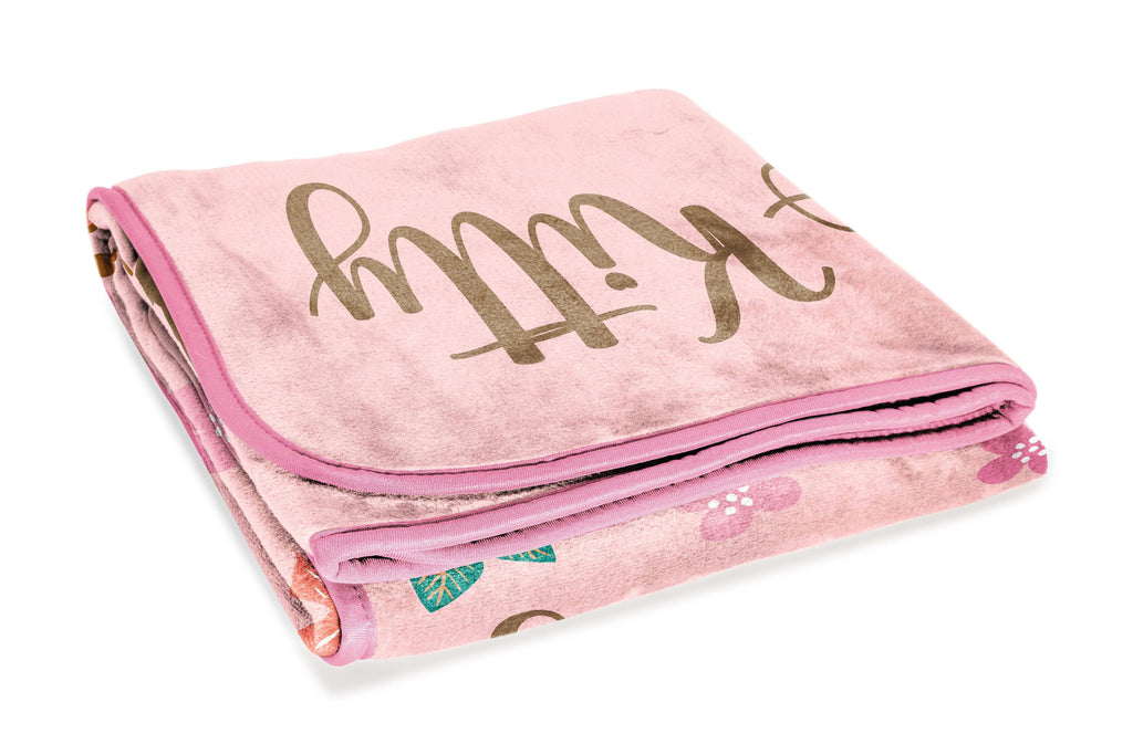 Lightweight Warm Floral Grace 46 x 60 Coral Fleece Kids Throw Blanket - Soft Bedding Accessories - Super Soft Reversible Sherpa Flannel Blanket Detail