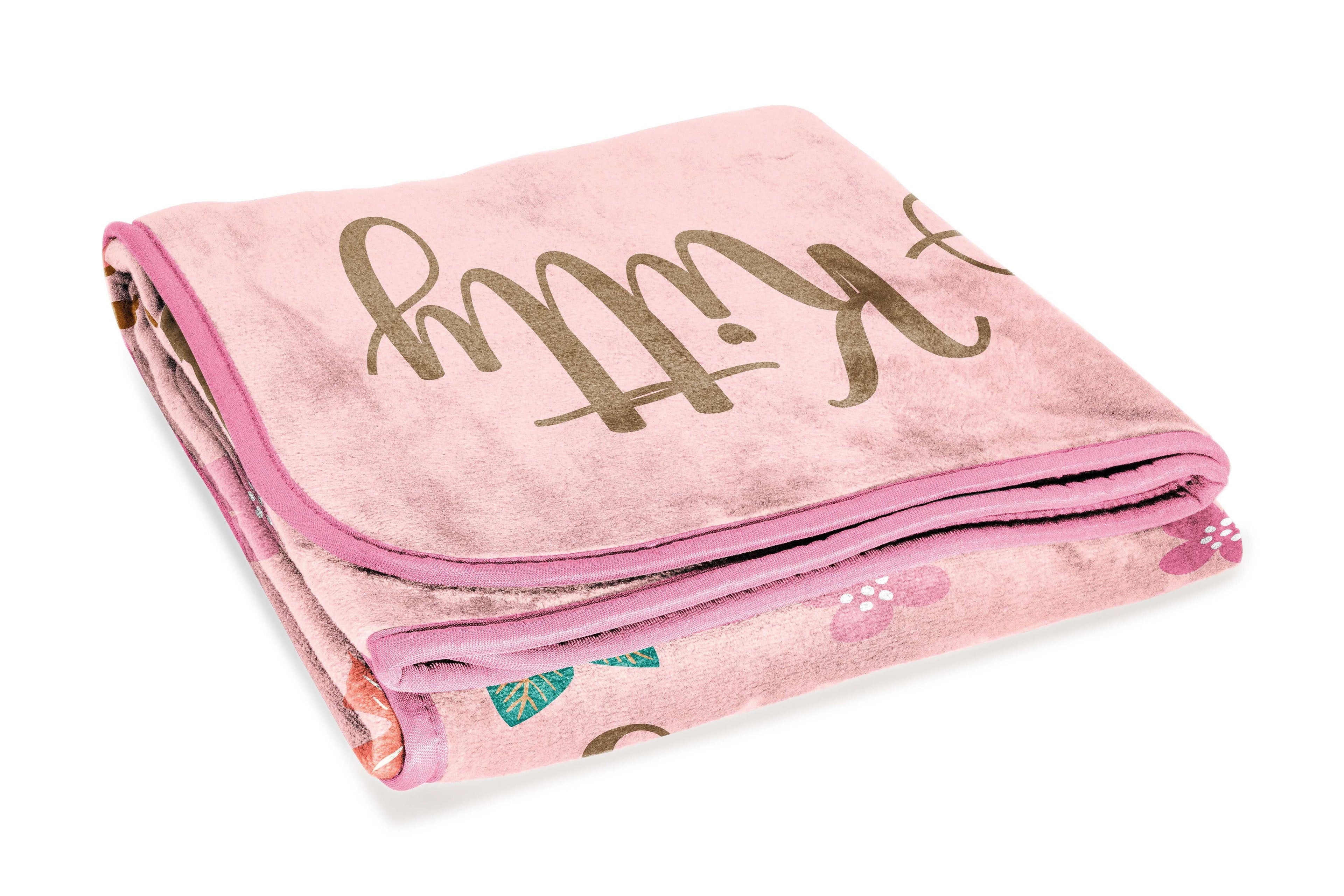 Lightweight Warm Floral Grace 46 x 60 Coral Fleece Kids Throw Blanket - Soft Bedding Accessories - Super Soft Reversible Sherpa Flannel Blanket Detail