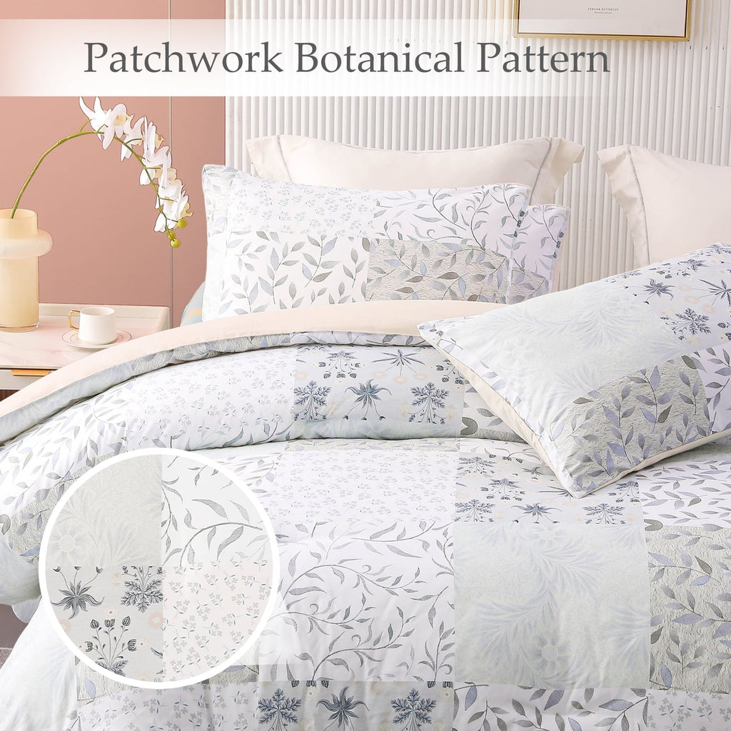 Hypoallergenic Cloud 3-Piece Patchwork King Size Comforter Set, Microfiber Bedding Down Alternative Comforter for All Seasons with 2 Pillo... - Luxurious Quilted Duvet Cover Set Detail