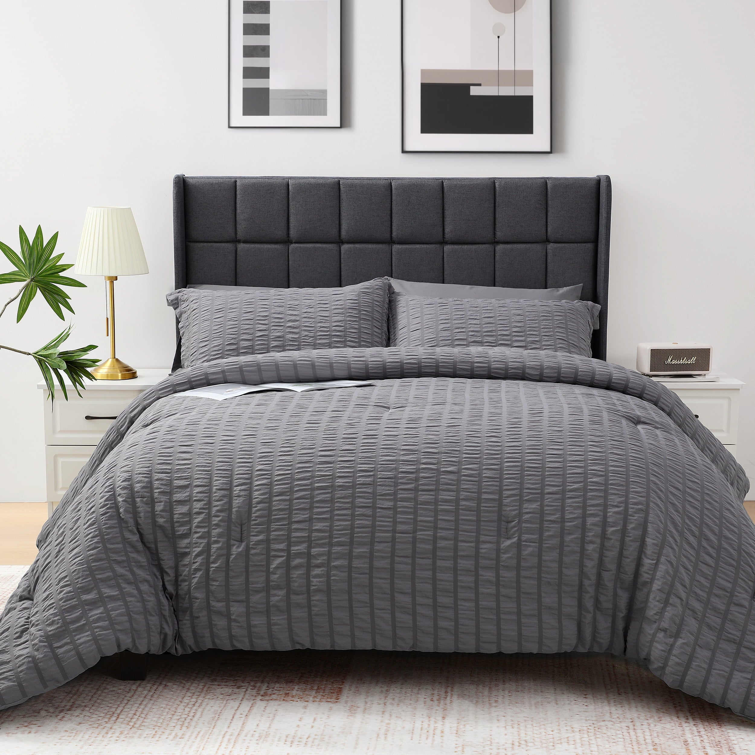 Heavyweight Warmth 7 Piece Queen Comforter Set, Bed in a Bag with Sheets, Pillowcases & Shams, All Season Soft Bedding, Cozy and Lightwe... - All-Season Down Alternative Comforter Insert Detail