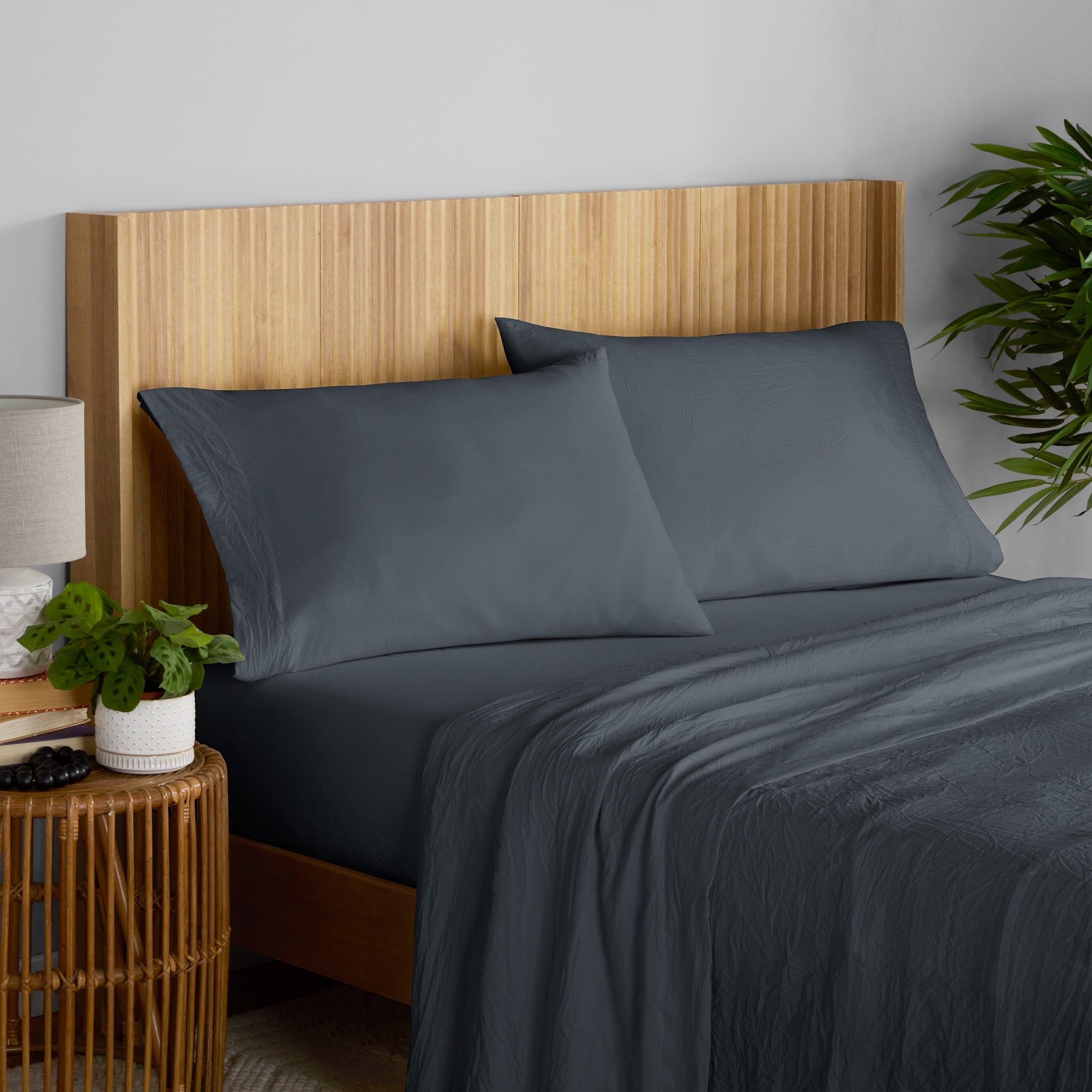 Premium Egyptian Cotton Microfiber Bed Sheet Set, Grey Stone, Full, 4 Pieces - Cooling Hotel Quality Bedding Sheets and Pillowcases Detail