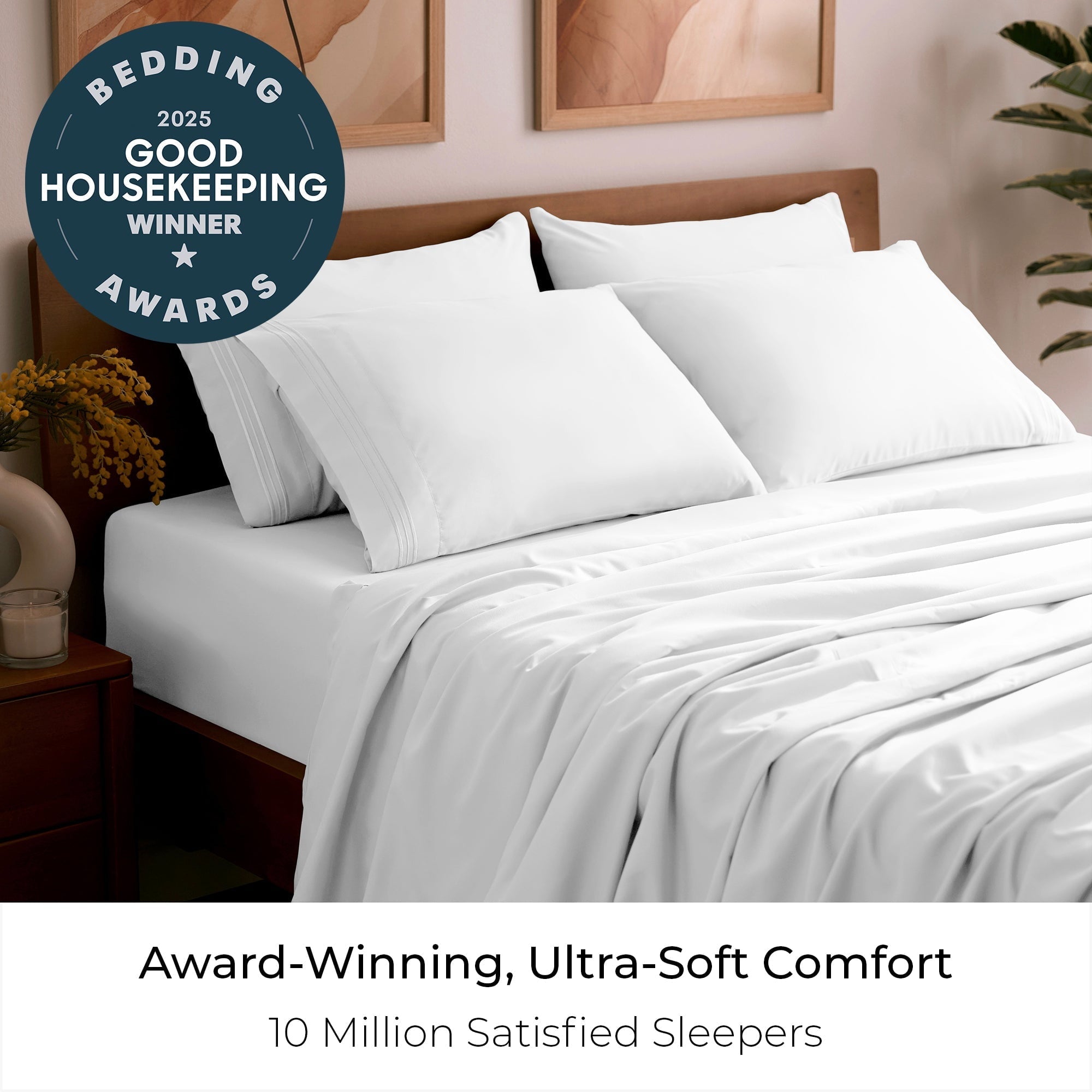 Premium Egyptian Cotton Iconic 6 Piece Bed Sheet Set Brushed Microfiber, Deep Pocket, Queen, White - Breathable Egyptian Cotton Flat & Fitted Sheets Detail