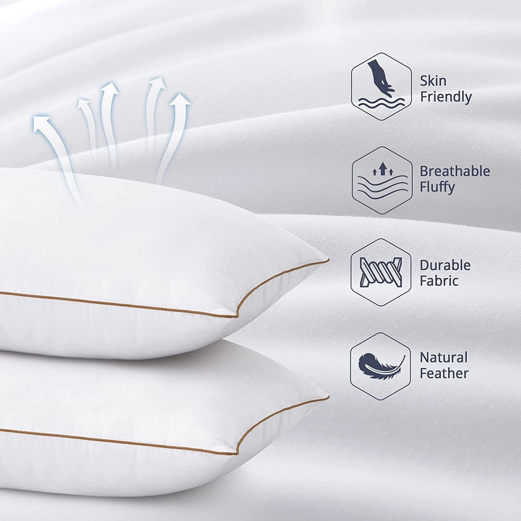 Orthopedic Support Down Feather Pillows for Bed 20 x 30 Inches Queen Size Set of 2, Medium Firm Luxury Cooling Hotel Collection Feather ... - Orthopedic Shredded Foam Bed Pillow Set Detail