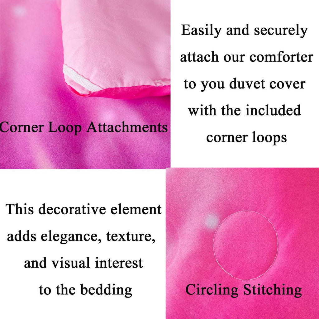 Luxurious Quilted 4Pcs Rainbow Twin Size Comforter Set for Girls, Pink Purple Gradient Glitter Kids Bedding Sets, Soft Galaxy Girls Bed... - Hypoallergenic Ultra-Fluffy Quilt for Winter Detail
