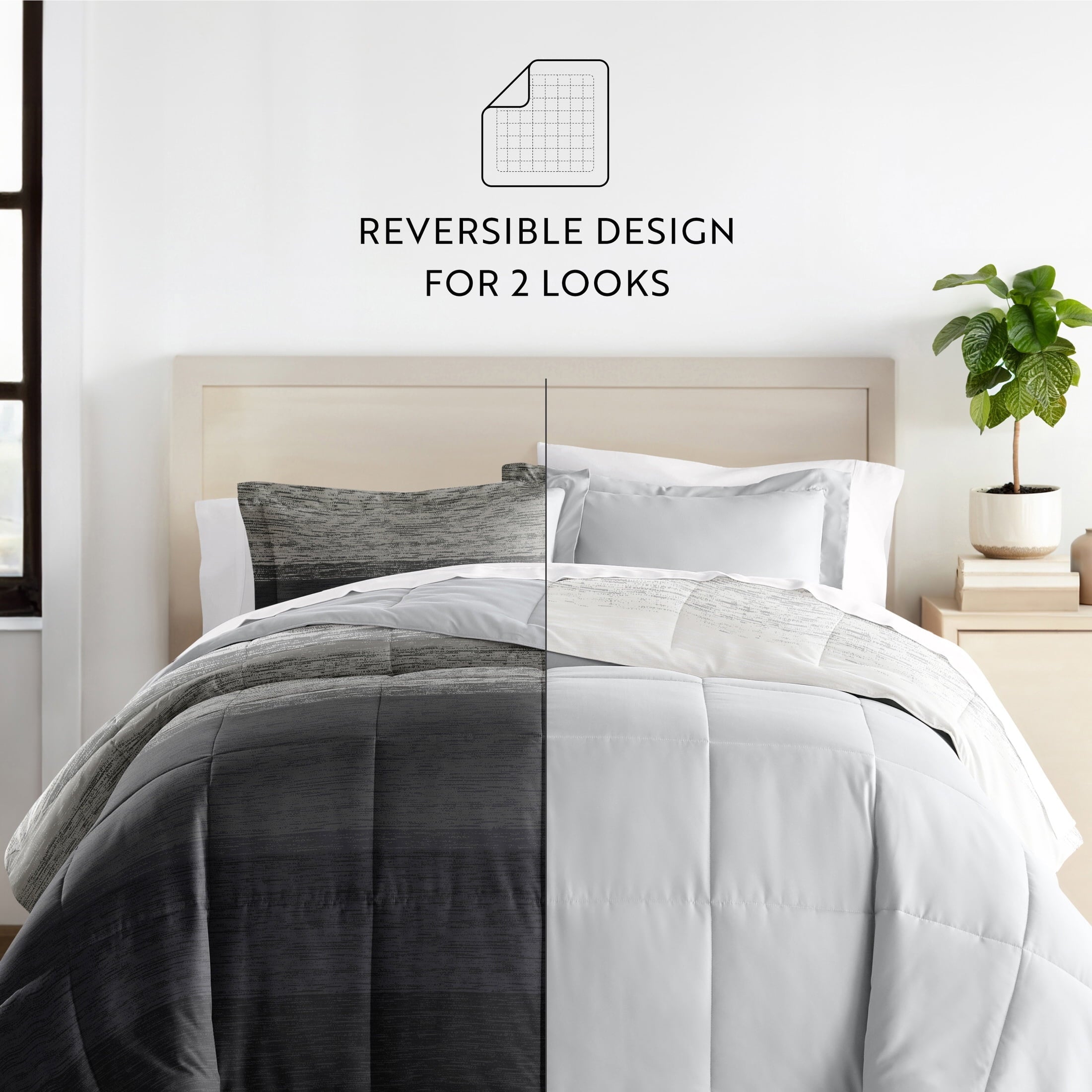 Heavyweight Warmth All Season Ultra Soft Comforter Set Lightweight Bedding in Gray/Black Ombre for Full/Queen Size - Cloud-Like Soft Lightweight Bed Comforter Detail