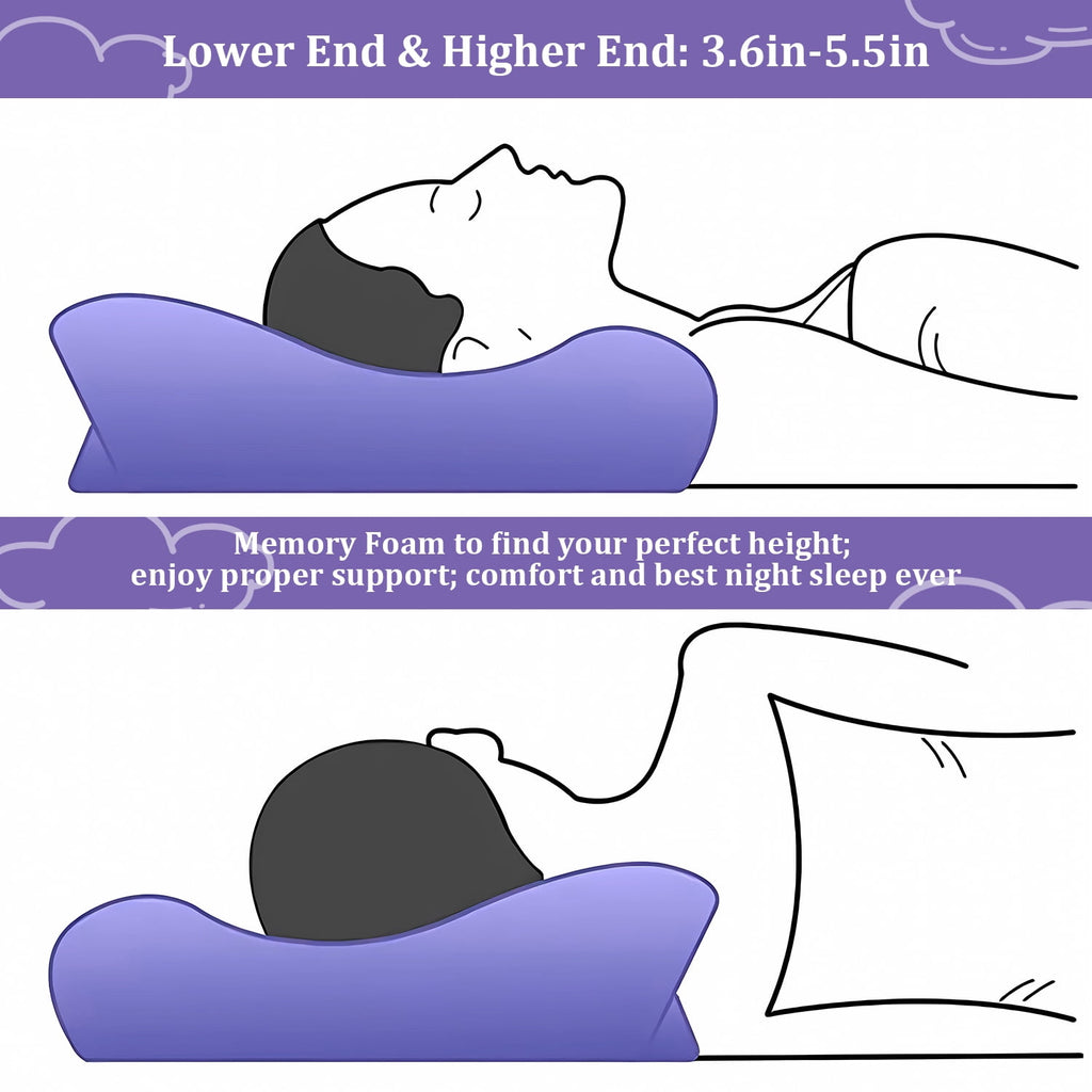 Decorative Plump Cervical Neck Pillow for Neck Pain Relief, Ergonomic Memory Foam Pillow Bed Pillows for Body Side Back Stomach Sleepi... - Decorative Throw Pillow Cushion for Sofa & Bed Detail