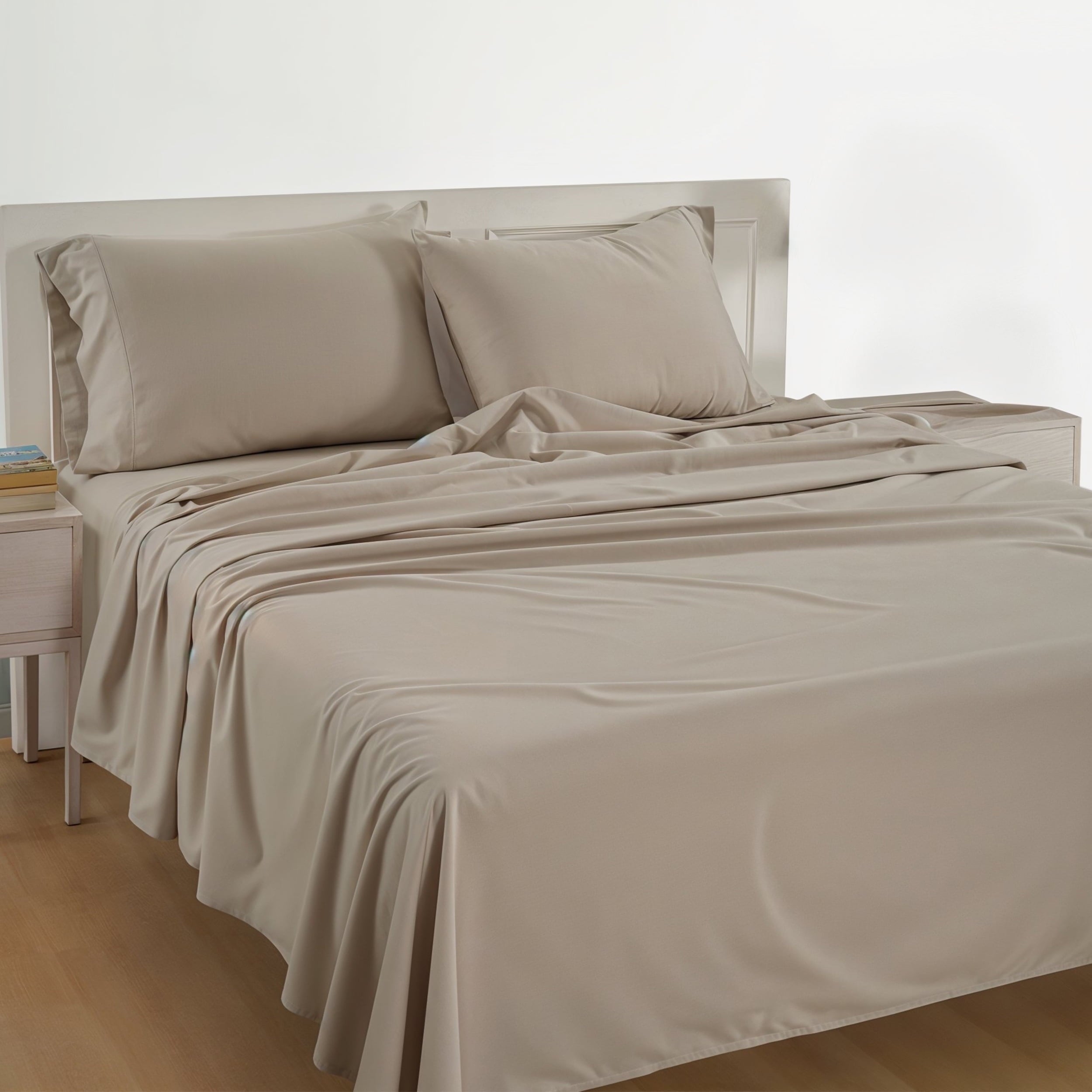 Wrinkle-Resistant 100% Cotton Sheets Set – 4 Piece Cal King Bed Sheet, Soft & Comfy All Season Breathable Percale Weave, 15” Snug Fit D... - Breathable Egyptian Cotton Flat & Fitted Sheets Detail