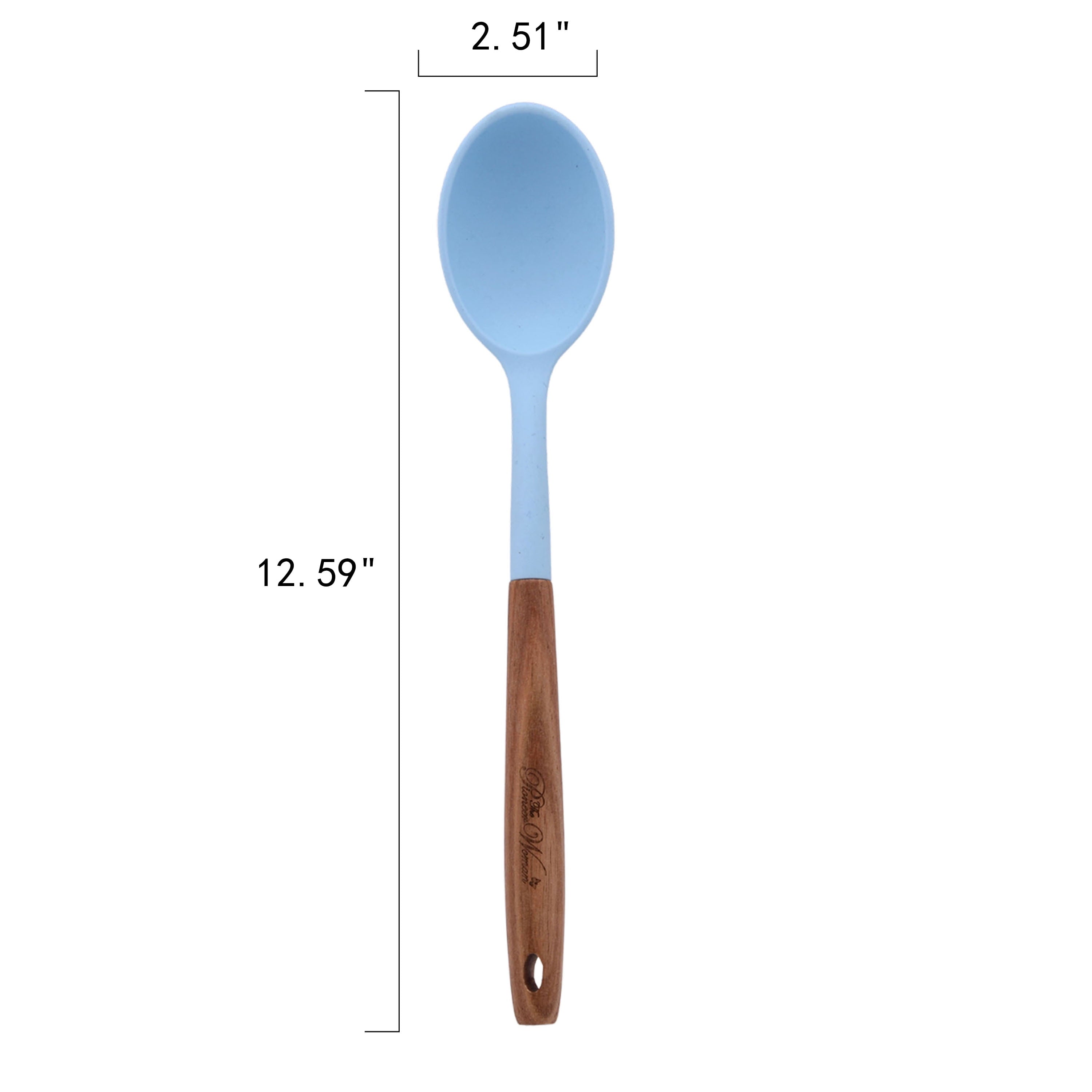 High-Precision 10-Piece Silicone and Acacia Wood Handle Cooking Utensils Set, Blue - High-Precision Culinary Tool for Baking & Cooking Detail