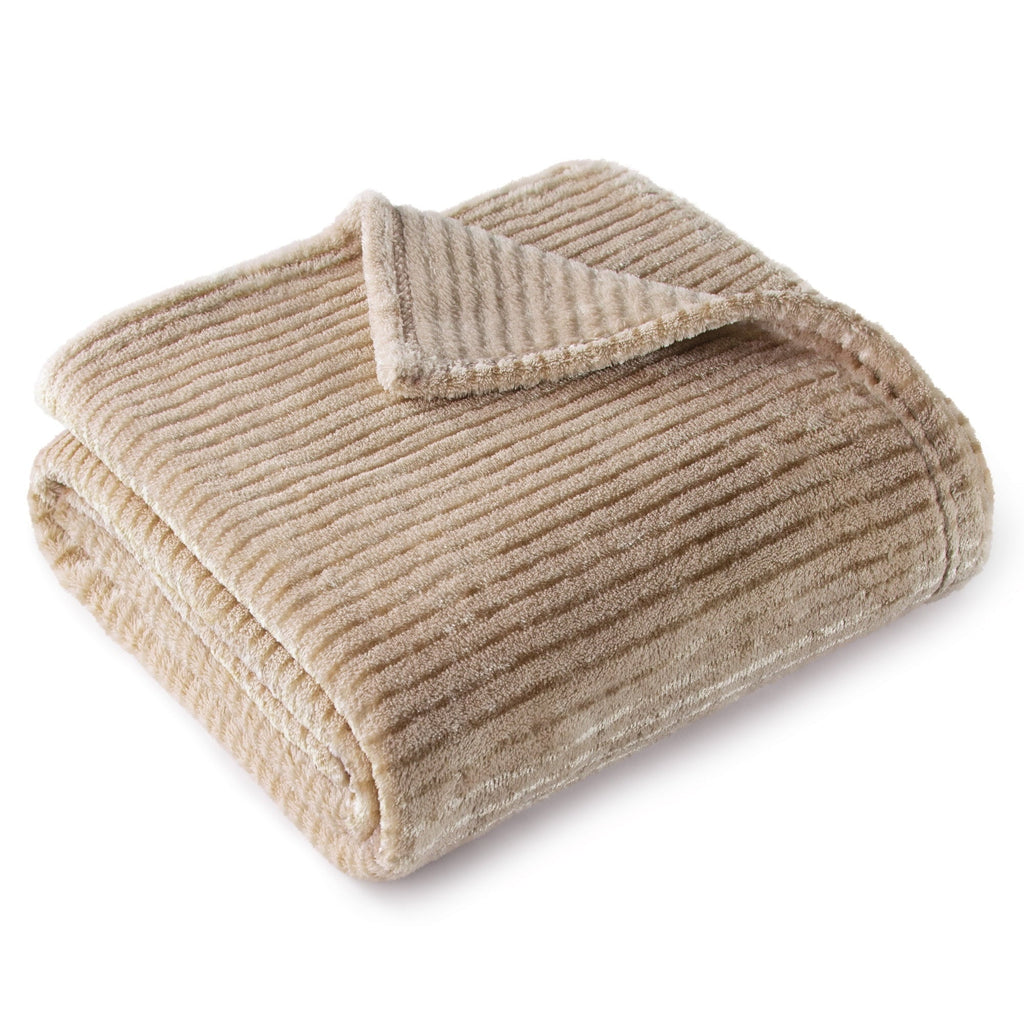 Decorative Knitted Soft Throw Blanket, 50"x60", Camel - Cozy Fleece Throw Blanket for Couch & Bed Detail