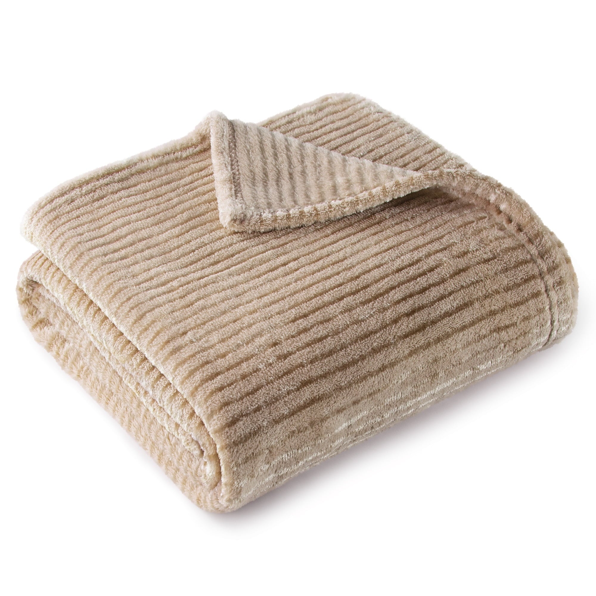 Decorative Knitted Soft Throw Blanket, 50"x60", Camel - Cozy Fleece Throw Blanket for Couch & Bed Detail