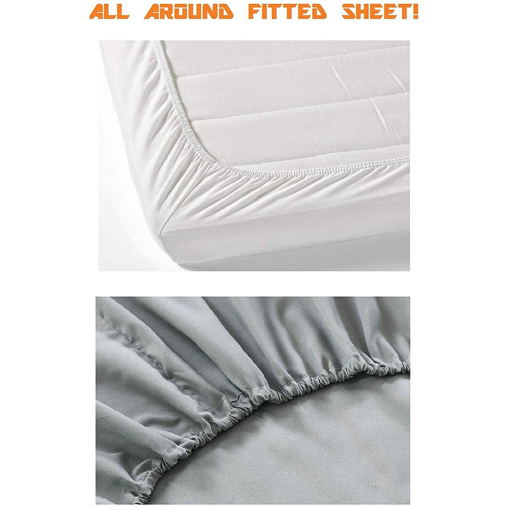 Cooling Sateen 4 Pieces Bed Sheet Set With Flat Fitted and 2 Pillowcases King-Dusty Rose - Breathable Egyptian Cotton Flat & Fitted Sheets Detail