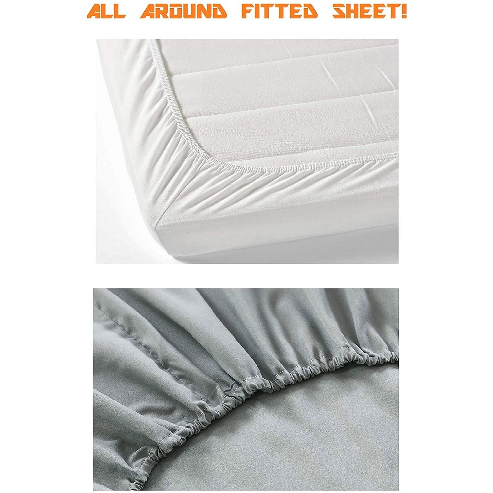 Cooling Sateen 4 Pieces Bed Sheet Set With Flat Fitted and 2 Pillowcases King-Dusty Rose - Breathable Egyptian Cotton Flat & Fitted Sheets Detail