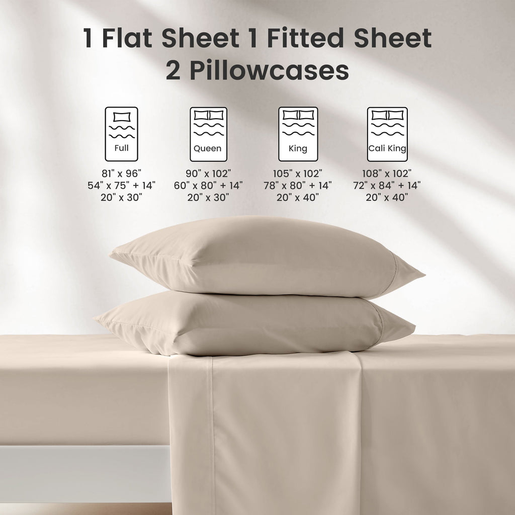 Breathable Luxury Bed Sheet Sets,Ultra Soft Breathable Luxury 4 Piece, (Beige, Queen) - Cooling Hotel Quality Bedding Sheets and Pillowcases Detail