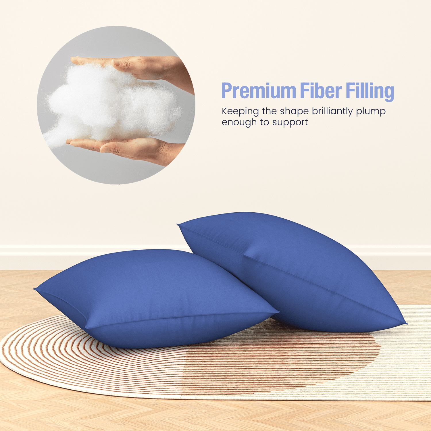 Fluffy Shredded Throw Pillow Inserts Set of 2, Indoor Decorative 18x18 inches Square Pillows for Couch, Sofa, Bed, Supportive Cushion... - Decorative Throw Pillow Cushion for Sofa & Bed Detail