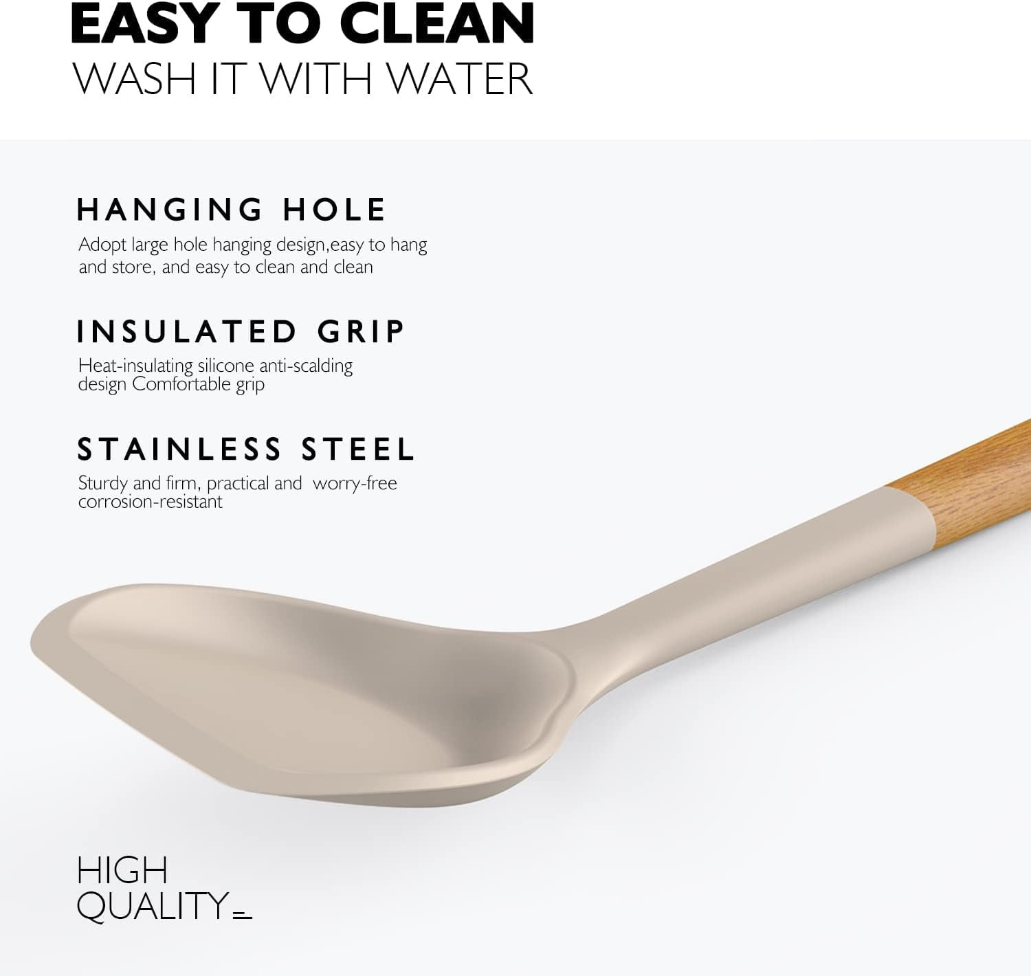 Heavy Duty Large Silicone Cooking Utensils - Heat Resistant Kitchen Utensil Set with Wooden Handles, Spatula,Turner, Slotted Spo... - Professional Kitchen Tool for Culinary Enthusiasts Detail