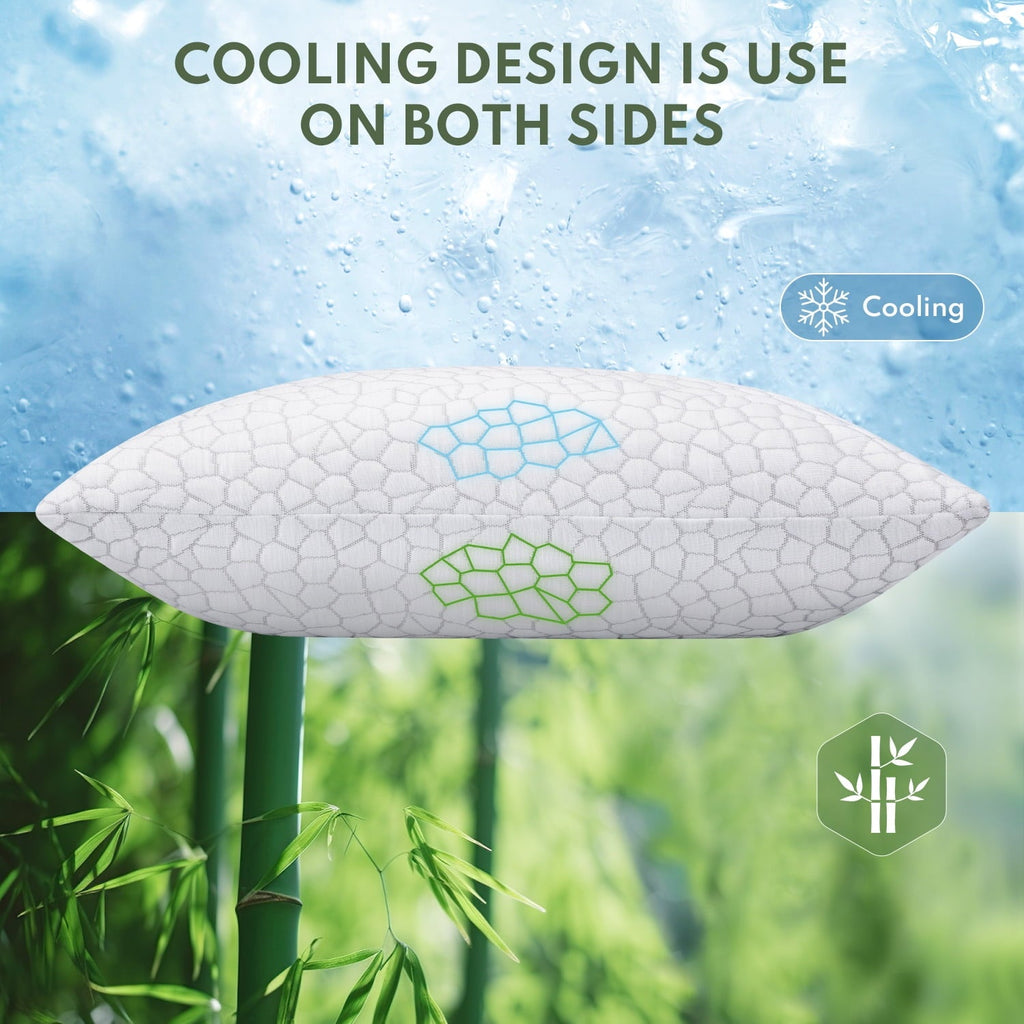 Decorative Plump Cooling Memory Foam Queen Pillows for bed 2 Pack,Adjustable Support & Heat Dissipation Tech for Side,Back,Stomach & H... - Hotel Quality Plush Sleeping Pillows Detail