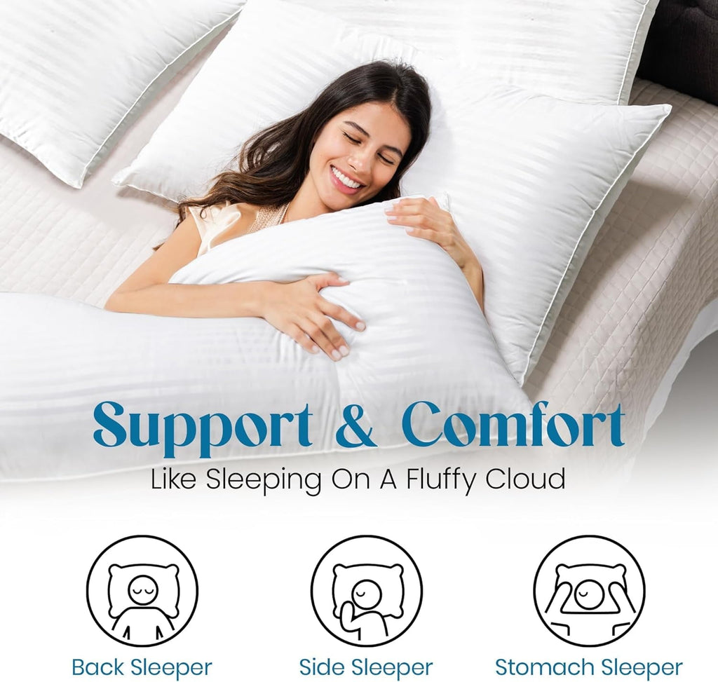 Decorative Plump Pillow for Beds 2 Pack Queen Size Pillows Set of 2 Hypoallergenic Hotel Down Alternative Pillow for Side and Back Sle... - Hotel Quality Plush Sleeping Pillows Detail