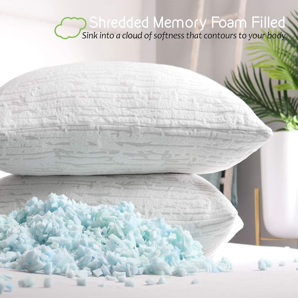 Fluffy Shredded Bed Pillow, Bamboo Pillows for Bed, Queen Size Pillows - Hotel Quality Plush Sleeping Pillows Detail