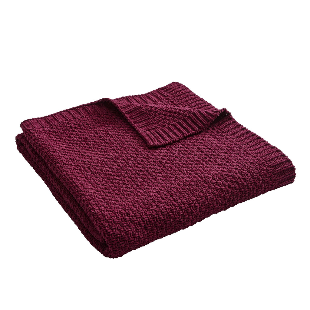 Super Soft Flannel Chenille Knit Super Soft Oversized Throw Blanket, Merlot Wine - Super Soft Reversible Sherpa Flannel Blanket Detail