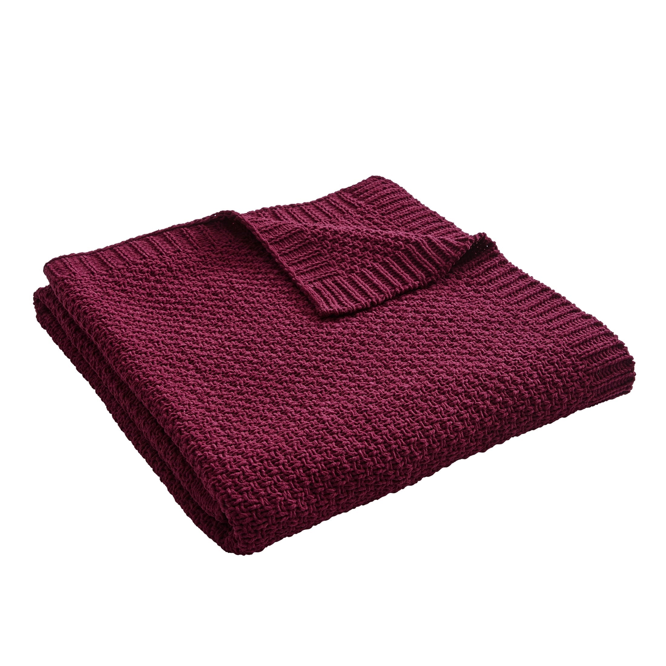 Super Soft Flannel Chenille Knit Super Soft Oversized Throw Blanket, Merlot Wine - Super Soft Reversible Sherpa Flannel Blanket Detail