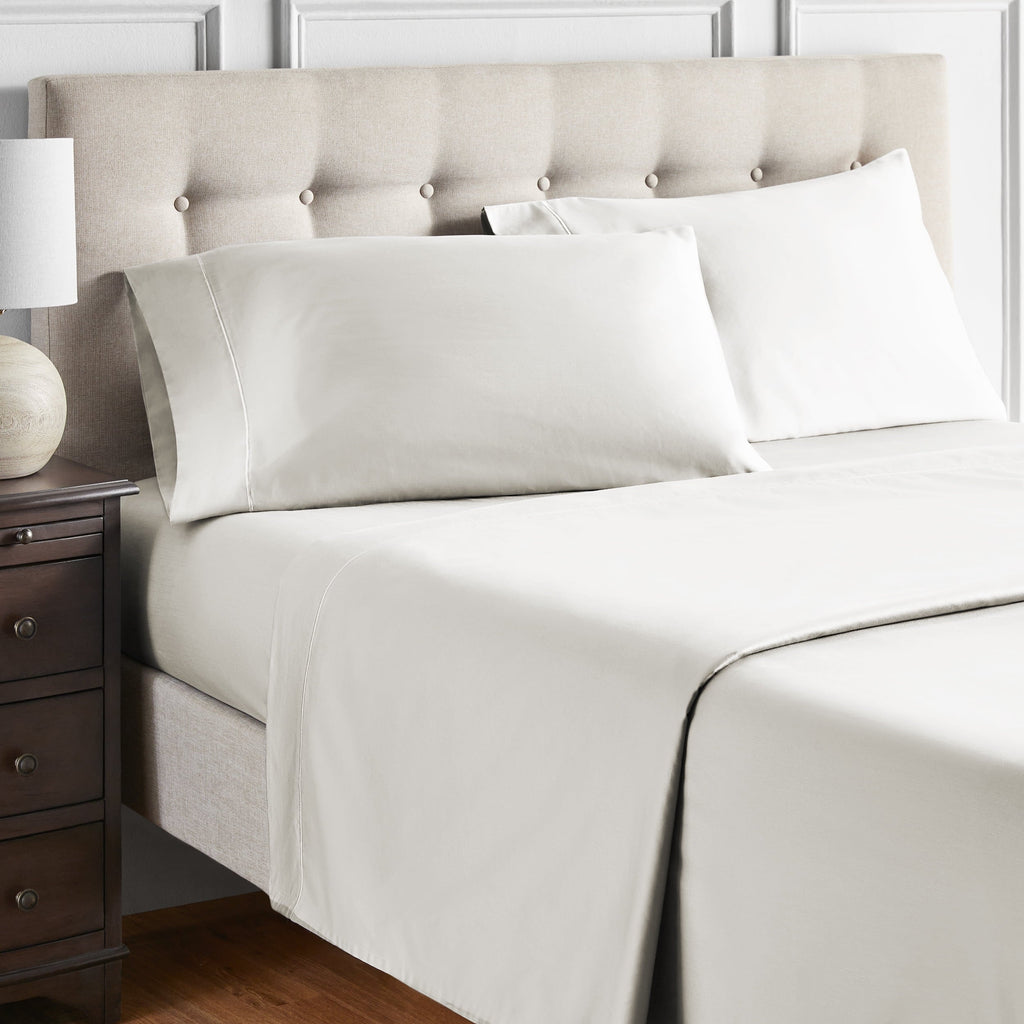 Ultra-Soft 4-Piece 600 Thread Count White Egyptian Cotton Adult Bed Sheet Set, King - Deep Pocket - Luxury Bed Sheet Set with Deep Pockets Detail