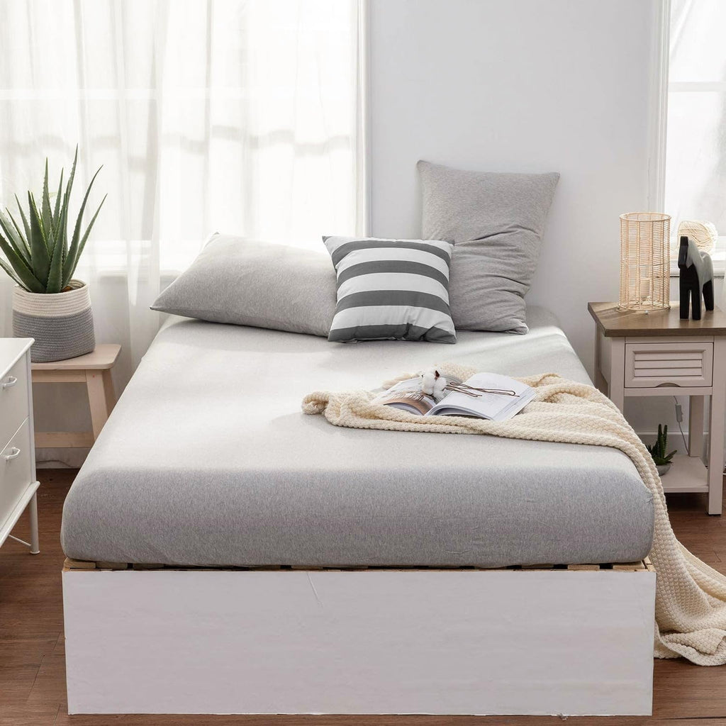 Wrinkle-Resistant Jersey Knit Full Size Sheets 4pc|100% T-Shirt Cotton Blend Super Soft Breathable Jersey Sheets Full Size Bed, Stretch... - Luxury Bed Sheet Set with Deep Pockets Detail