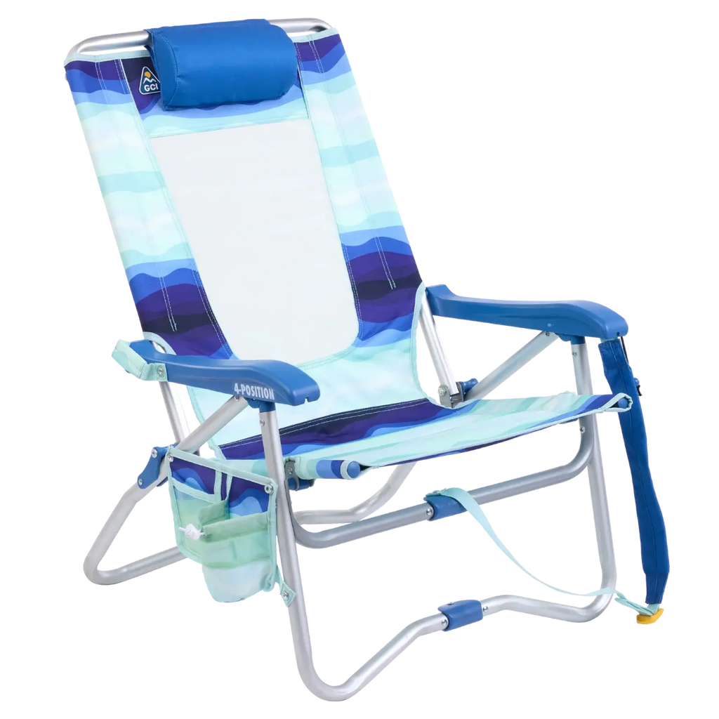 Low-Profile Bi-Fold Beach Chair - Choice 601 - Rust-Resistant Aluminum Sand-Friendly Lounge Chair - Wave