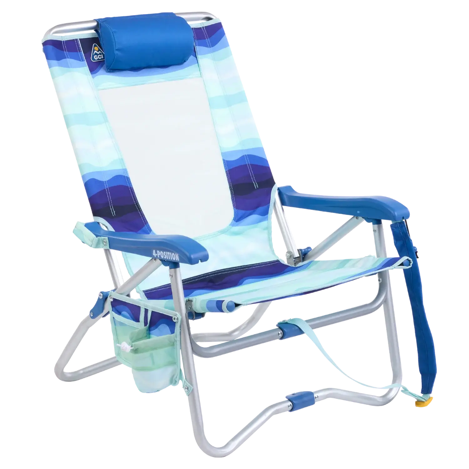Low-Profile Bi-Fold Beach Chair - Choice 601 - Rust-Resistant Aluminum Sand-Friendly Lounge Chair - Wave