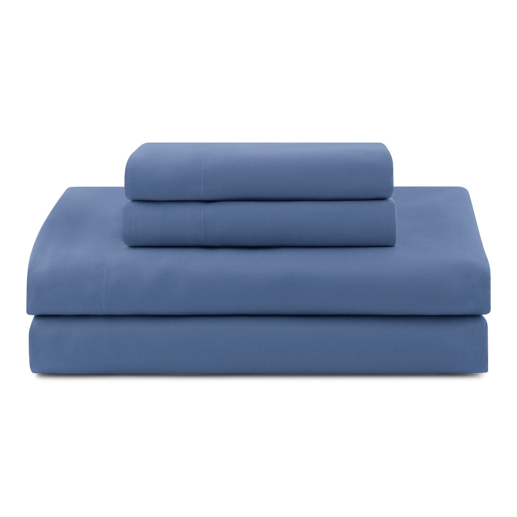 Heavyweight Warmth All in One Reversible Comforter and Sheet Set- 7 Piece, Queen, Blue Pinstripe - Hypoallergenic Ultra-Fluffy Quilt for Winter Detail