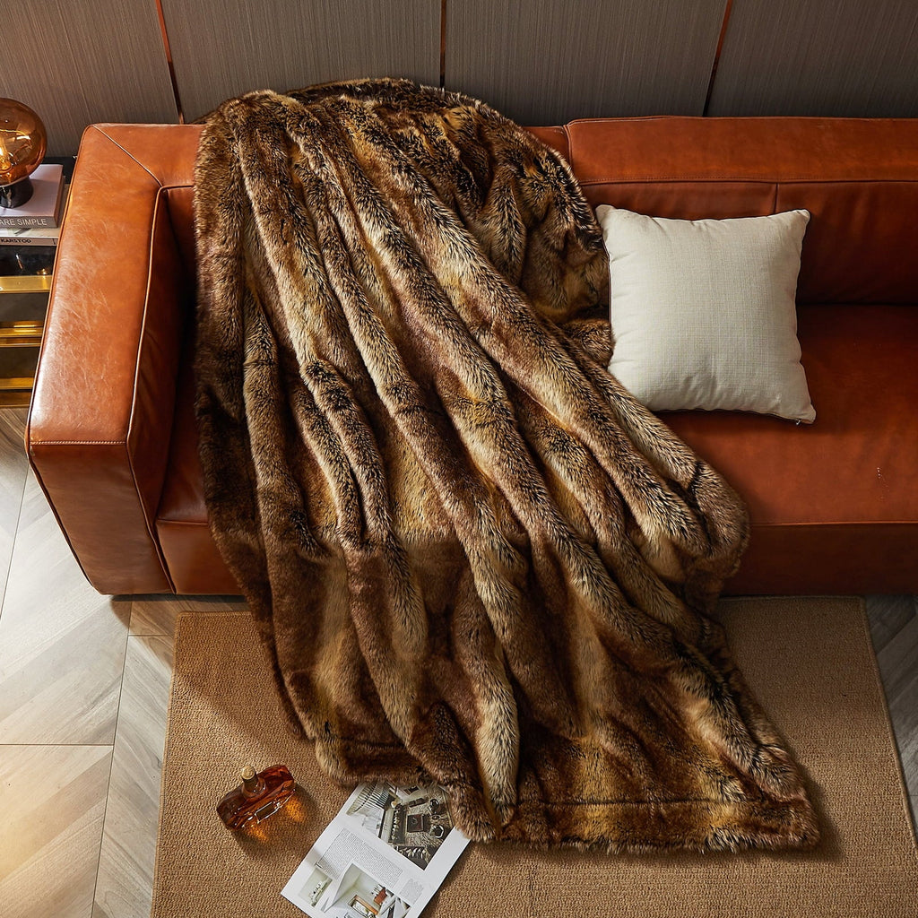 Cozy Fleece Luxury Faux Fur Throw Blanket for Bed Super Thick Warm Long Fluff Fuzzy Blankets for Bedroom Living Room, 60" x 80", ... - Cozy Fleece Throw Blanket for Couch & Bed Detail