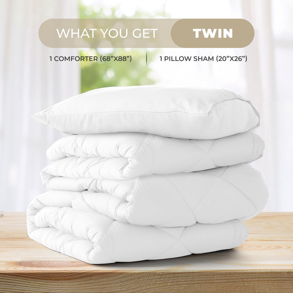Fluffy Down Alternative Lux Decor All-Season Comforter Sets Twin Size 2 PC, Reversible Bedding Set with Diamond Quilted Design Comforter and ... - Cloud-Like Soft Lightweight Bed Comforter Detail