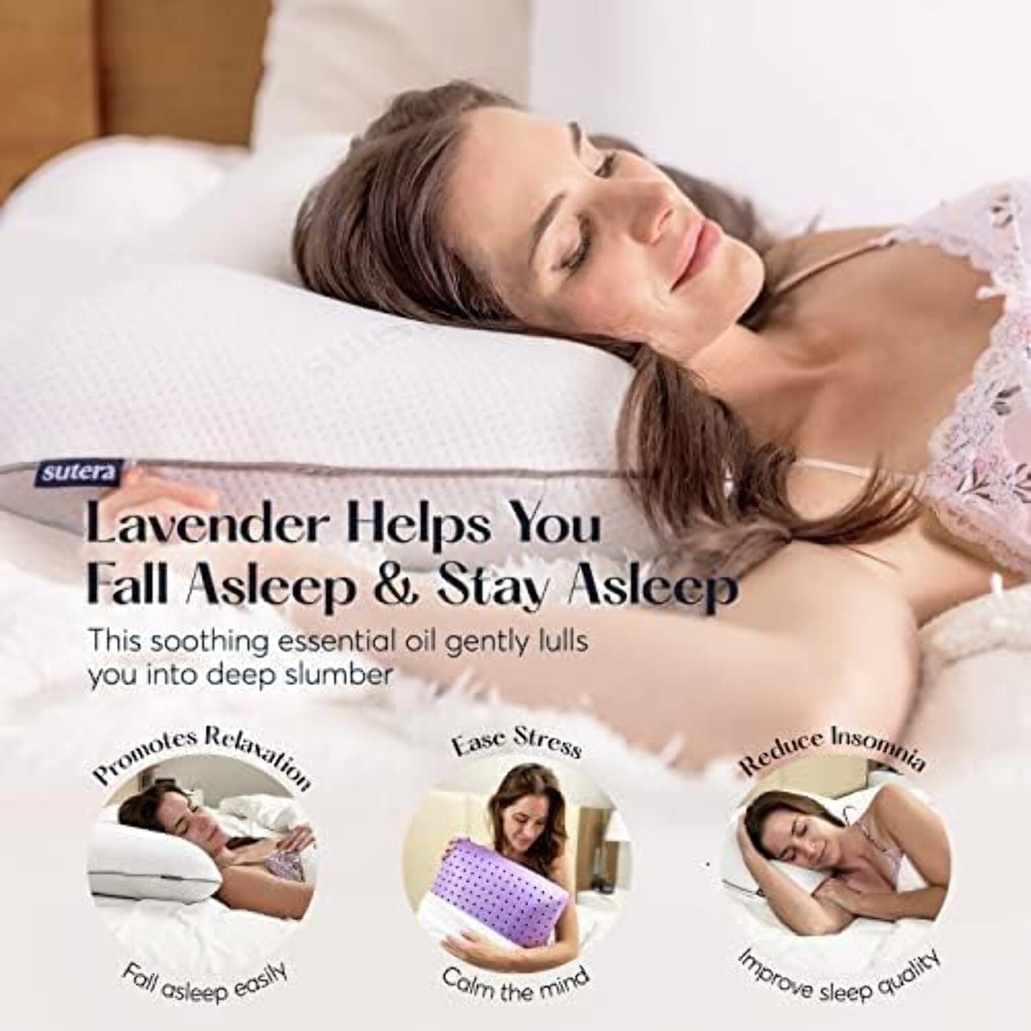 Orthopedic Support Plush Zen Bed Pillow, Lavender Scented Cooling Adaptive Memory Foam Queen - Decorative Throw Pillow Cushion for Sofa & Bed Detail