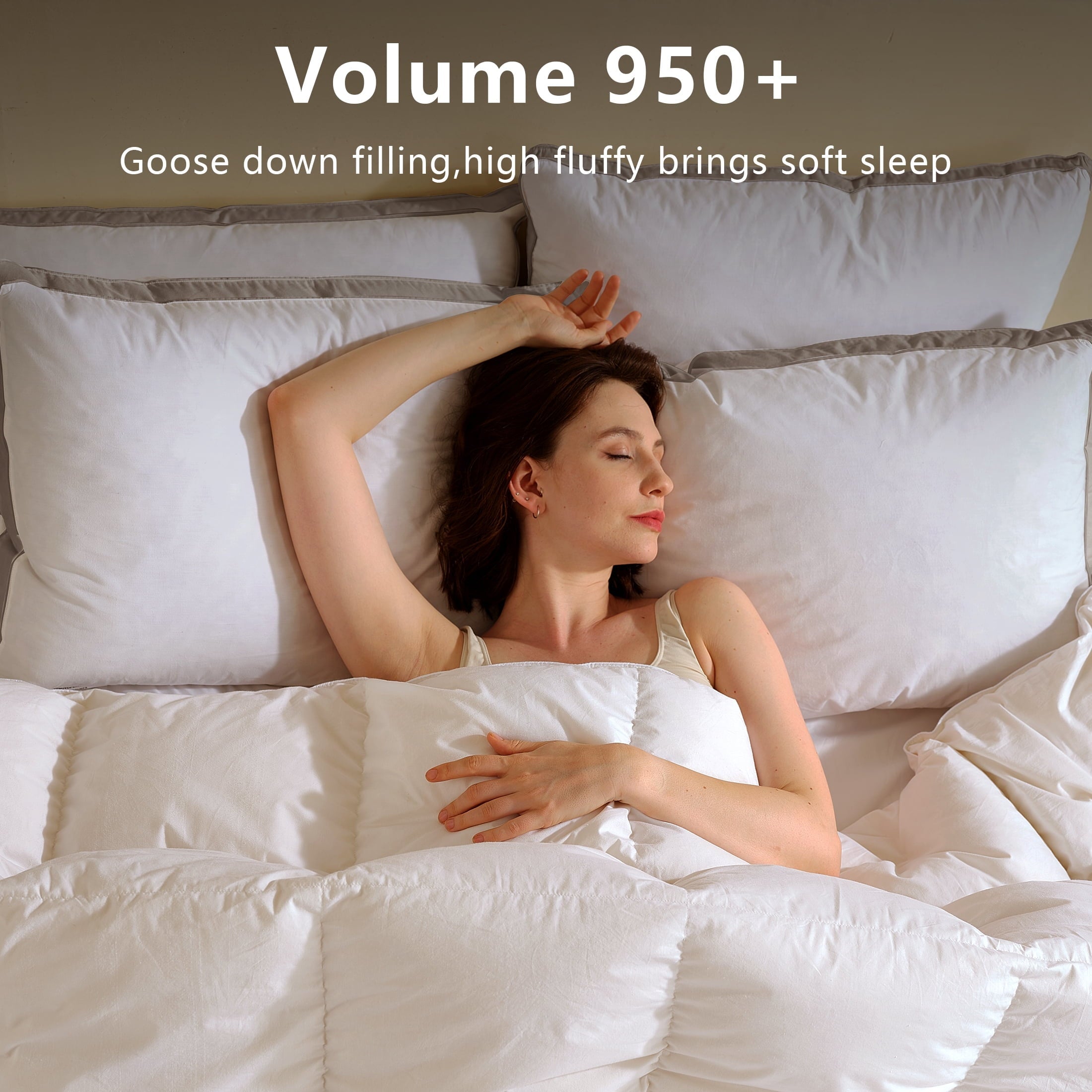 Ergonomic Memory Foam Goose Feather Down Pillows Queen Size Set of 2, 100% Cotton Cover Hotel Collection Bed Pillows，20"x28" - Ergonomic Memory Foam Pillow for Neck Pain Support Detail