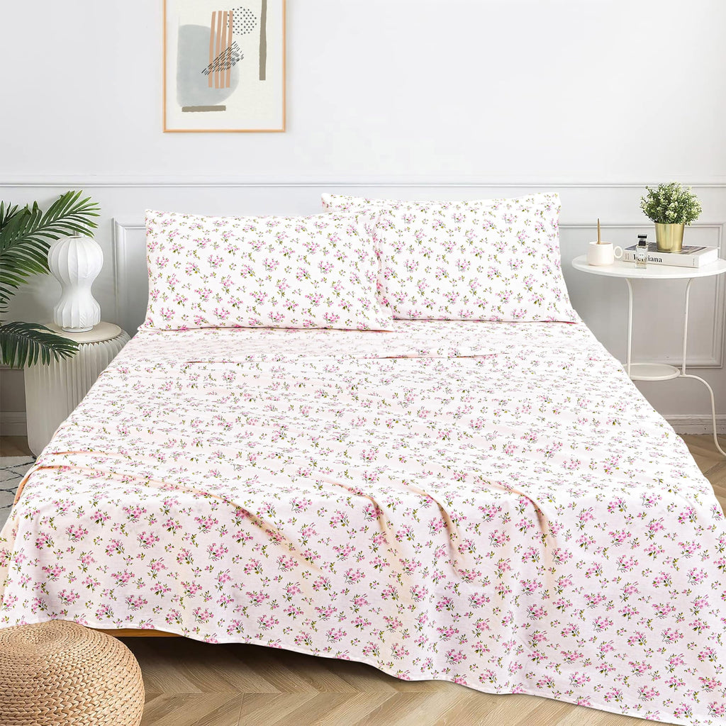Breathable Luxury 100% Cotton Full Size Bed Sheets Set with Deep Pockets, Cozy Percale sheets with Elastic Fitted Sheet Set Ultra Soft ... - Cooling Hotel Quality Bedding Sheets and Pillowcases Detail