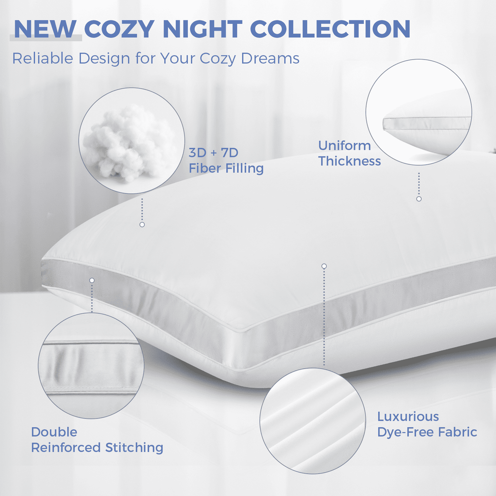 Orthopedic Support Bed Pillows King Size Set of 2, Luxury Hotel Quality,Fluffy and Supportive Gusseted Bed Pillows for Side, Back, or St... - Decorative Throw Pillow Cushion for Sofa & Bed Detail