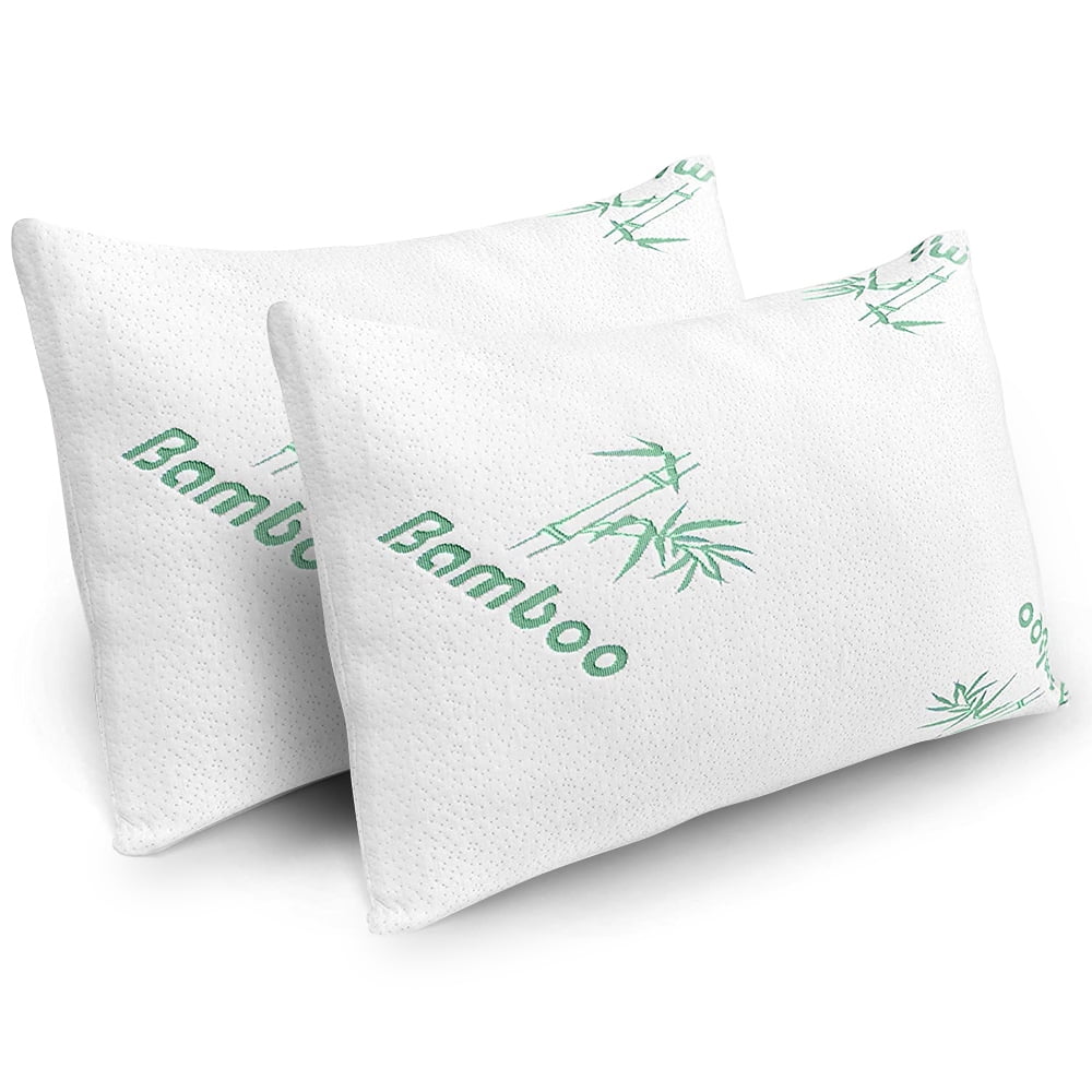 Fluffy Shredded Memory Foam Pillows Queen Size Set of 2 - Cooling Bed Pillows for Sleeping - Back, Stomach, Side Sleeper Soft, Comfy ... - Decorative Throw Pillow Cushion for Sofa & Bed Detail