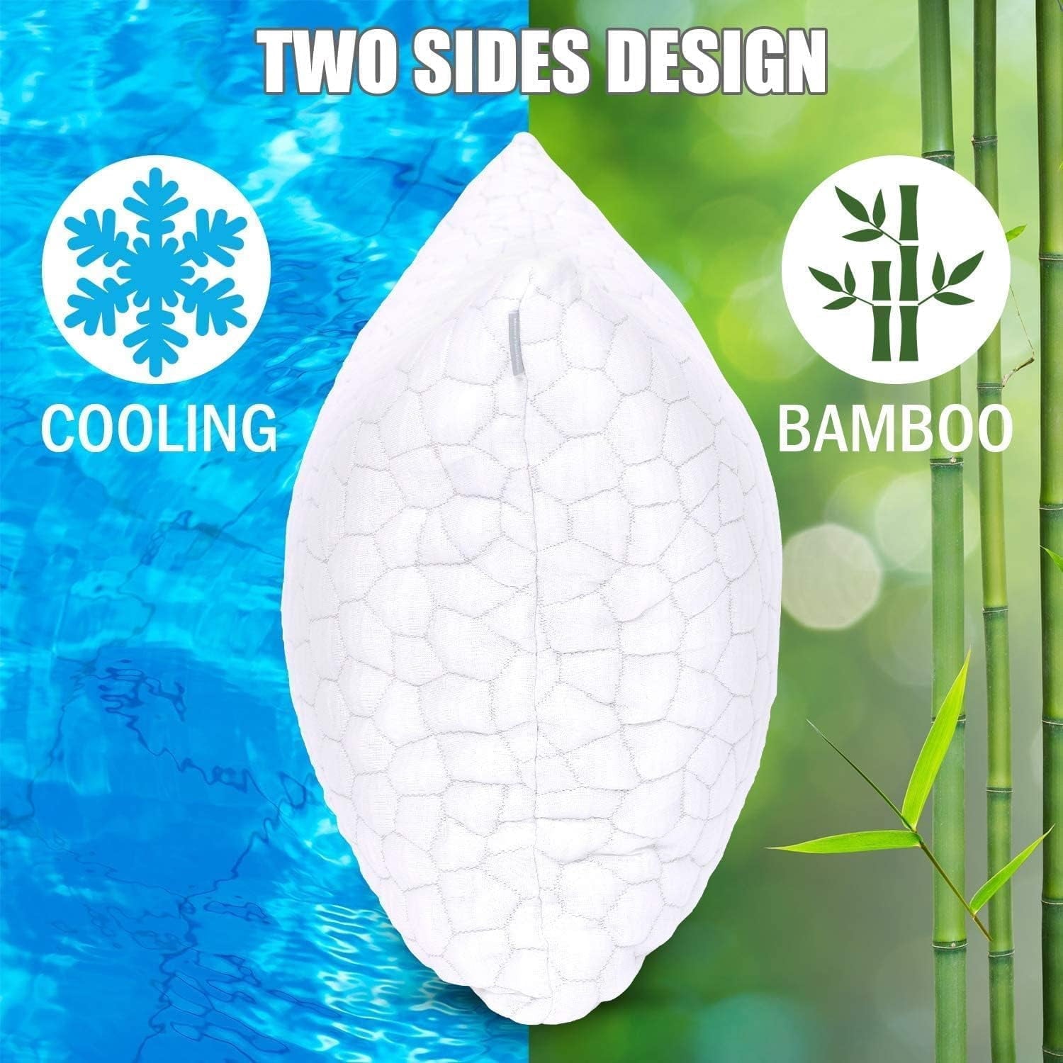 Orthopedic Support Shredded Memory Foam Pillows for Sleeping, Bed Pillows Queen Size Set of 2 Pack Adjustable for Side and Back Sleeper ... - Orthopedic Shredded Foam Bed Pillow Set Detail