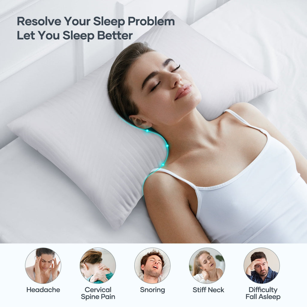 Fluffy Shredded Shredded Memory Foam Pillow 2 Pack Pillow for Bed, Side, Back and Stomach Sleepers, CertiPUR-US Certified 28"x20" - Hotel Quality Plush Sleeping Pillows Detail