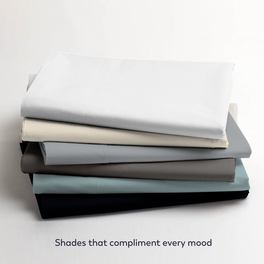 Ultra-Soft Soft Finish Microfiber Percale Queen Bed Sheet Set – 4-Piece Lightweight, Wrinkle-Resistant, Quick-Dry, Light Gray - Breathable Egyptian Cotton Flat & Fitted Sheets Detail