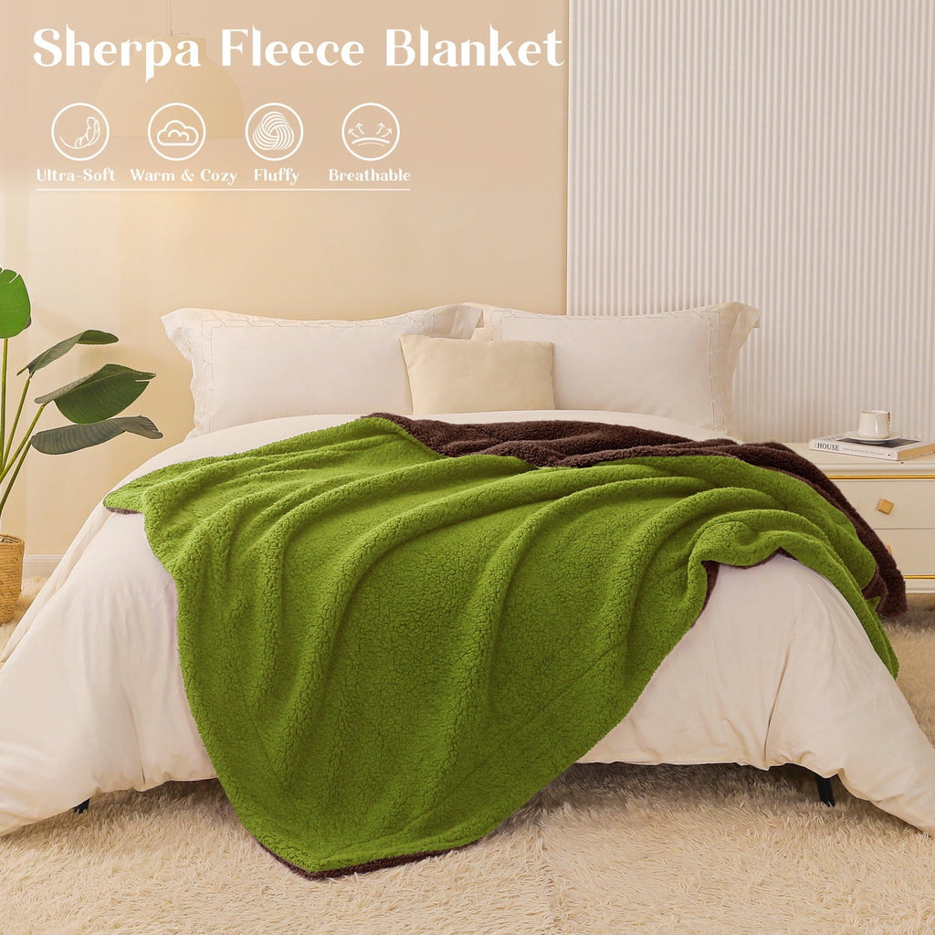 Reversible Sherpa Reversible Sherpa Fleece Throw Blanket for Couch, Soft Plush Blanket for Bed Sofa, Warm Fluffy Blankets for All Seaso... - Cozy Fleece Throw Blanket for Couch & Bed Detail