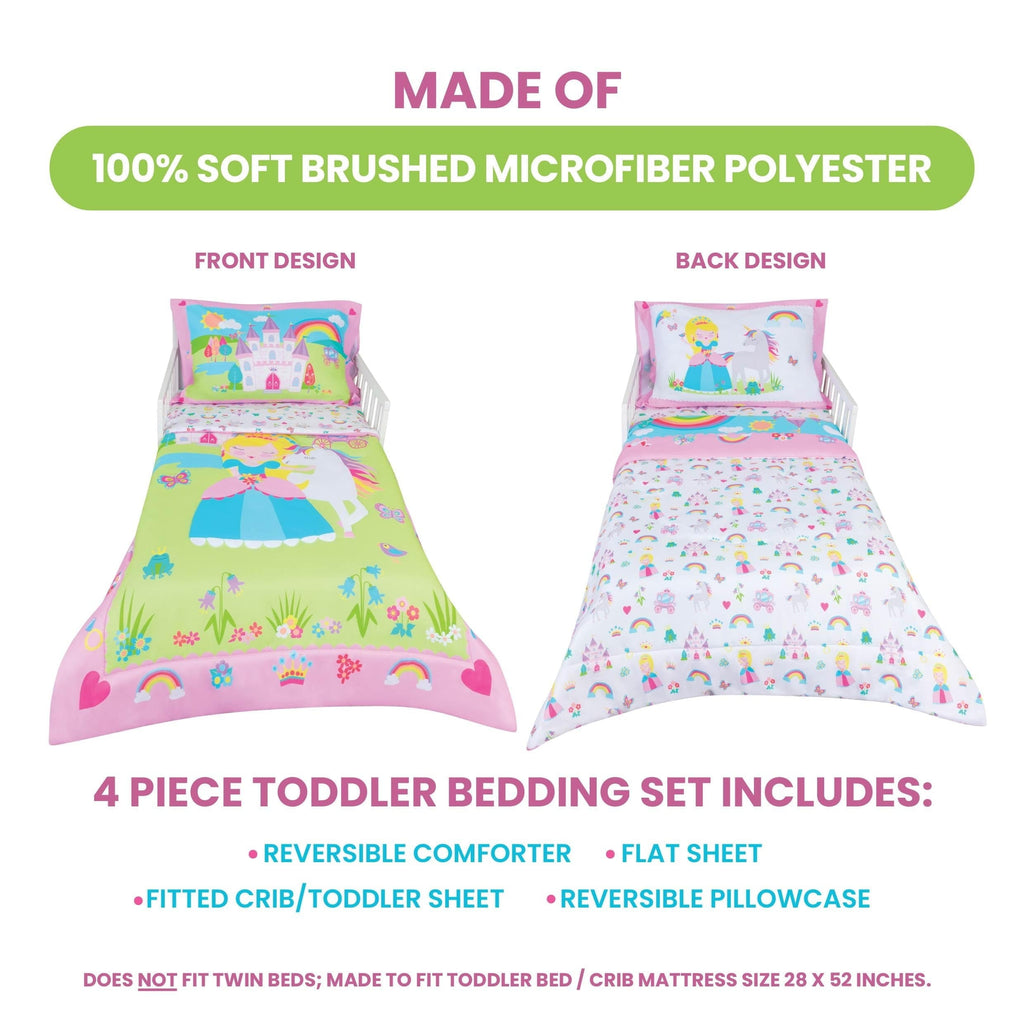 Hypoallergenic Cloud Princess Toddler Bedding Set for Girls - 4-Piece Toddler Bed Comforter Sets for Girls, Reversible Comforter & Pillowc... - All-Season Down Alternative Comforter Insert Detail