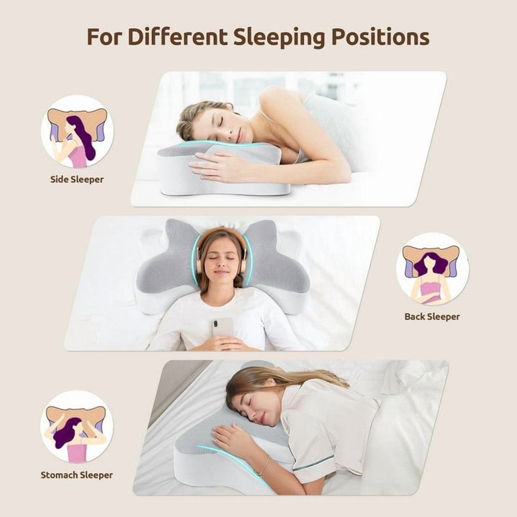 Decorative Plump Cervical Pillow for Sleeping Memory Foam Neck Pain Relief Contour Orthopedic Ergonomic Pillows for Women Side Sleeper... - Orthopedic Shredded Foam Bed Pillow Set Detail