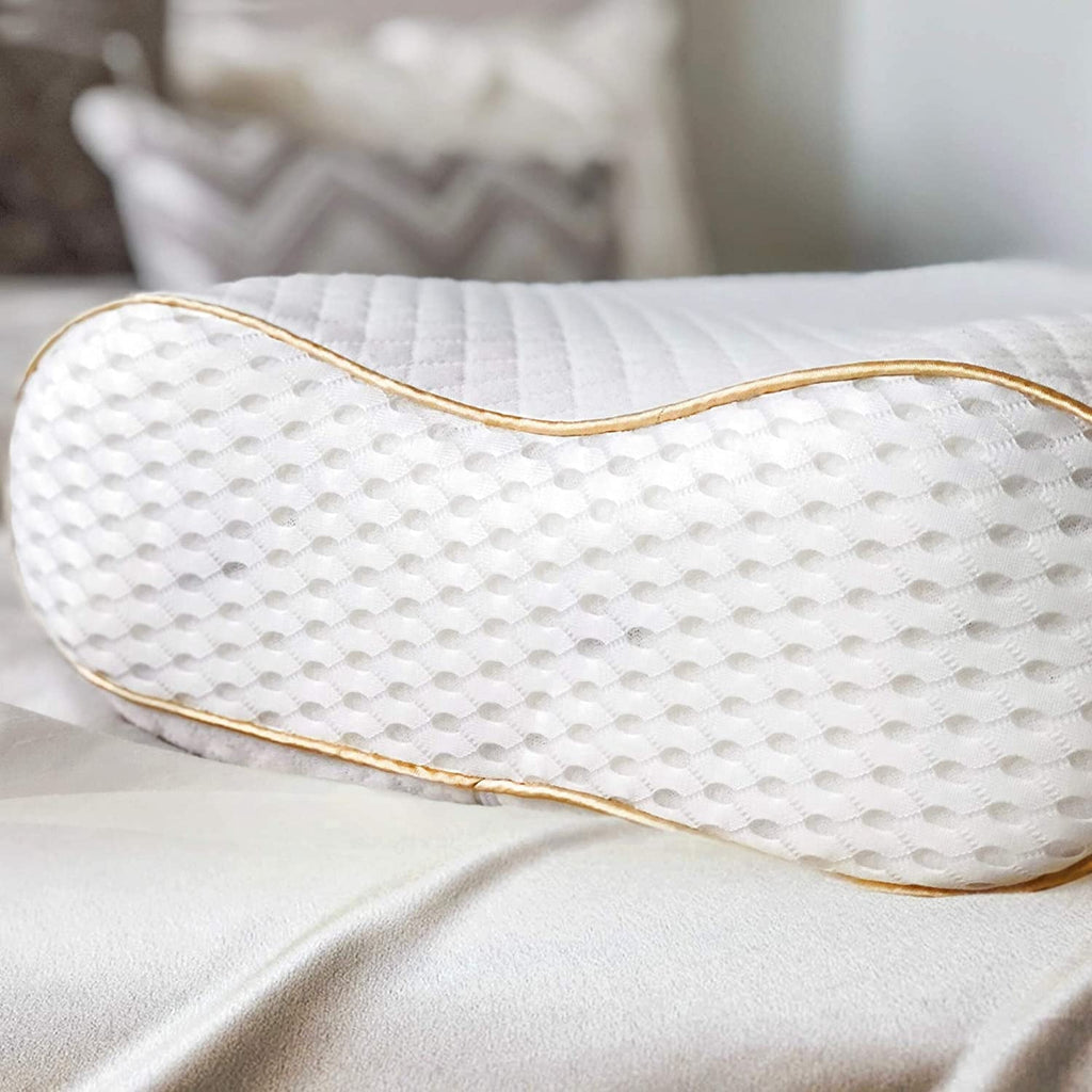 Ergonomic Memory Foam Queen Memory Foam Pillow + Extra Pillowcase, Bed Pillow for Neck & Shoulders for Adult - Orthopedic Shredded Foam Bed Pillow Set Detail