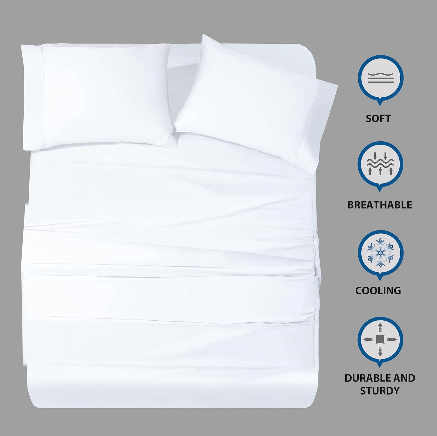 Cooling Sateen Bed Sheets Set 4 Pieces, 600 TC 100% Egyptian Cotton Bed Sheets, Breathable, Soft & Silky Sateen Weave Fits Mattress ... - Luxury Bed Sheet Set with Deep Pockets Detail