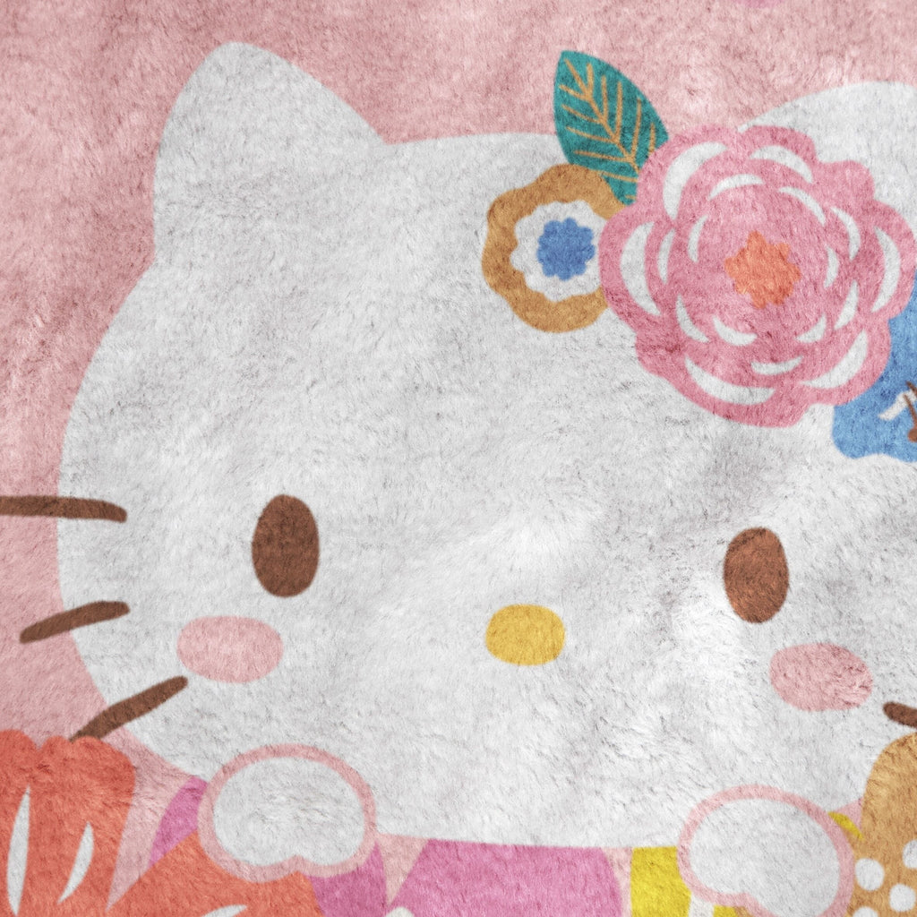 Lightweight Warm Floral Grace 46 x 60 Coral Fleece Kids Throw Blanket - Soft Bedding Accessories - Super Soft Reversible Sherpa Flannel Blanket Detail