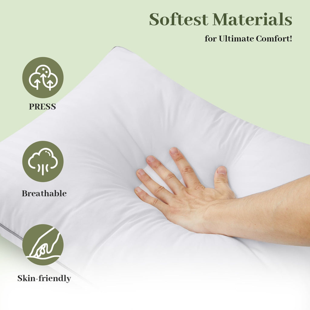 Fluffy Shredded Pillows Standard Size Set of 2, Hotel Quality, Down Alternative Gusseted Bed Pillows for Side, Back, And Stomach Slee... - Decorative Throw Pillow Cushion for Sofa & Bed Detail