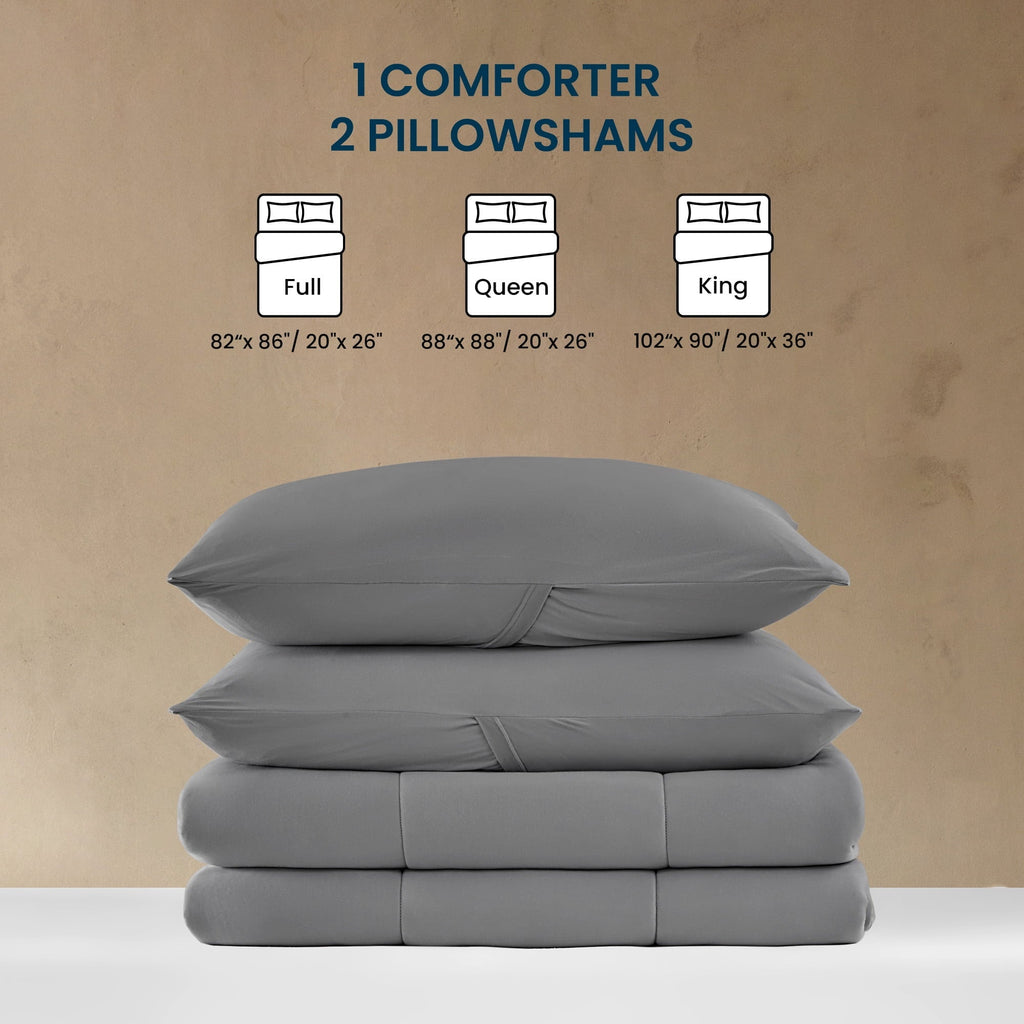 Fluffy Down Alternative 3 Pieces Jersey Knit Bedding Sets with 1 Comforter and 2 Pillow Shams, Soft and Breathable Comforter Set with Women, ... - All-Season Down Alternative Comforter Insert Detail