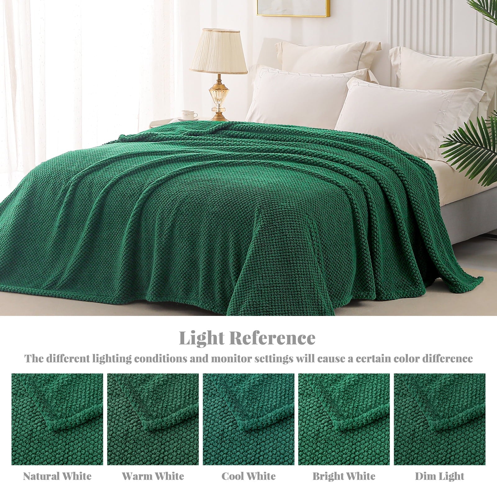 Reversible Sherpa Fuzzy Fleece 50"x70" Throw Blanket for Couch, Fluffy Warm Soft Jacquard Blankets for Fall Winter, Lightweight and Coz... - Lightweight Plush Warm Blanket for All Seasons Detail